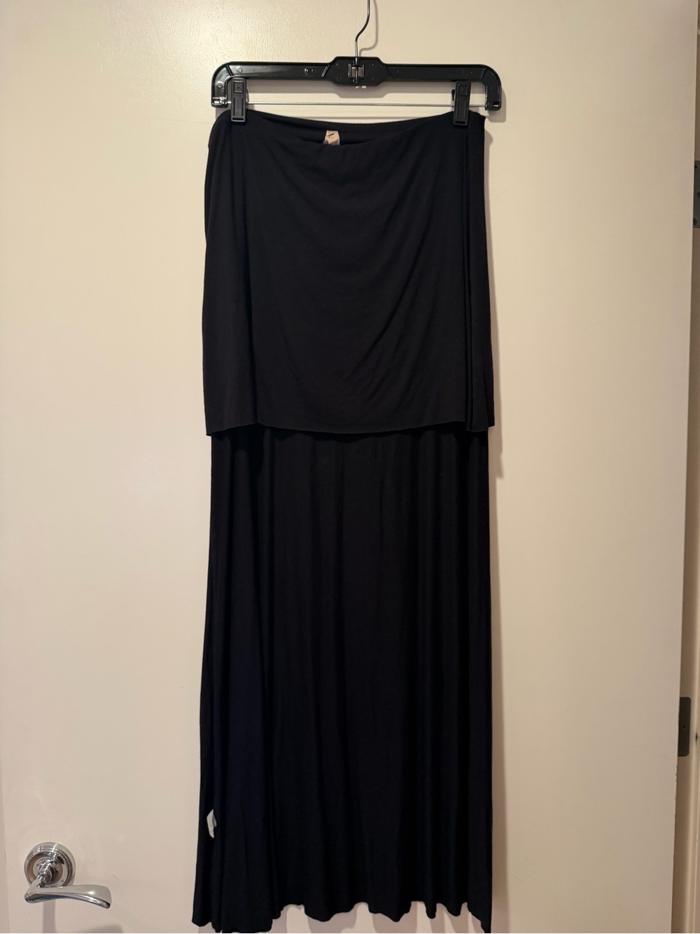 Black Strapless Overlay Maxi Skirt